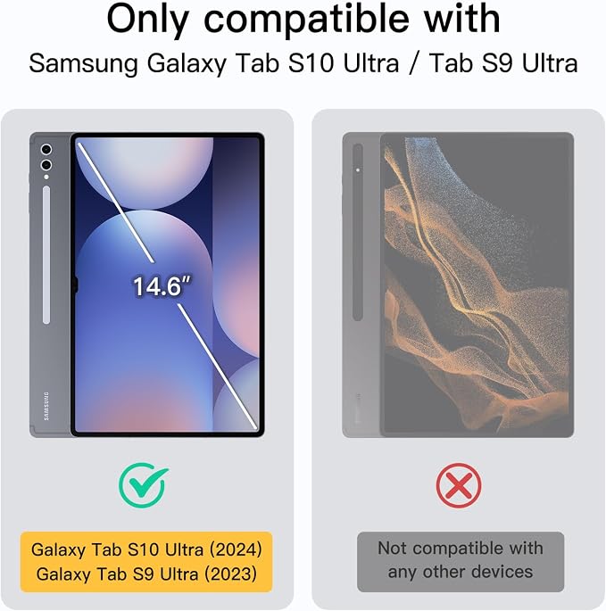 JETech Case for Galaxy Tab S10 Ultra/S9 Ultra 14.6 Black | Cover Slim Translucent Back Tri-Fold Stand Support S Pen Charging Auto Wake/Sleep Lightweight Shockproof Protection