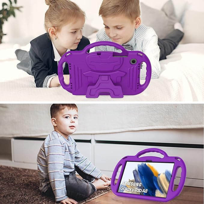 AVAWO Kids Case for Samsung Galaxy Tab A8 10.5 Inch 2021 (SM-X200/X205) With Strap Light Weight Shock Proof Handle Stand Black