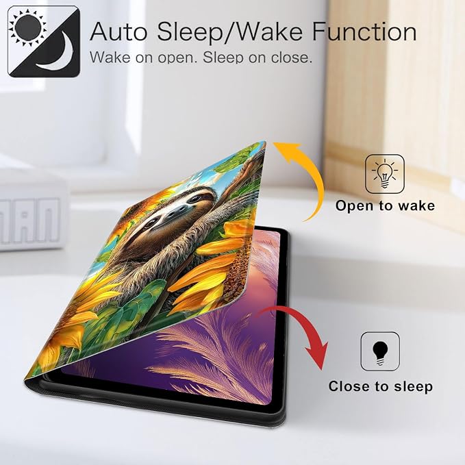 for iPad 11th Generation (A16 2025) 11 / iPad 10th Gen 10.9 2022 Case 360° Rotating PU Leather Stand Cover with Auto Sleep/Wake Shockproof TPU Backl Raccoon Perched