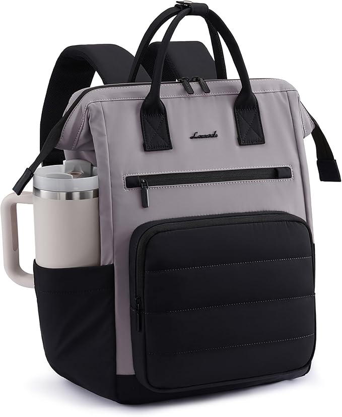 LOVEVOOK Puffer Laptop Backpack for Women, 15.6 Inch Work Backpack purse for Nurse Teacher, College Bookbag Personal Item Travel Bag Computer Daypack for Daily Commute