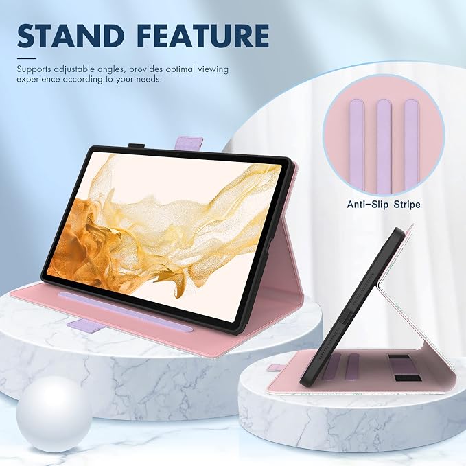 Dteck Wallet Case for Galaxy Tab S10+/S9+/S7 FE/S8+/S7 Plus 12.4 Tablet Premium PU Leather Folding Stand Auto Wake/Sleep Pen Holder Case with Hummingbirds