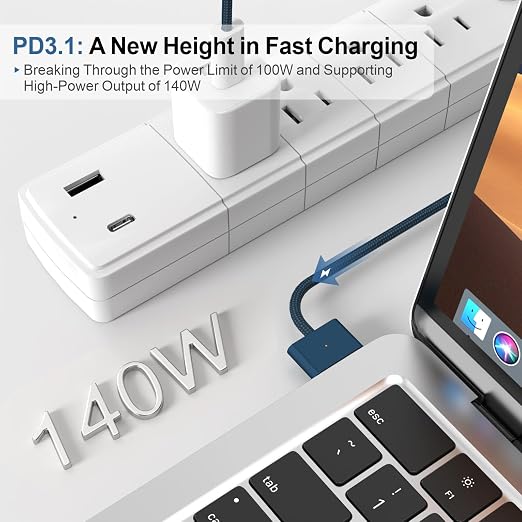 140W USB-C to Magnetic 3 Cable 6.6FT Compatible with MagSafe 3 for MacBook Pro 14 16 &amp Air 13 15 M4 M3 M2 2021-2025 Fast Charging Cord Midnight Blue