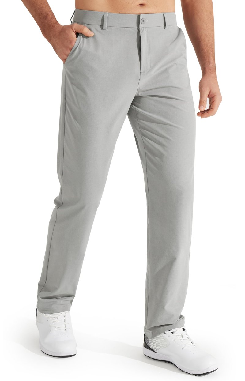 Libin Mens Golf Pants Stretch Work Dress Pants 30" Quick Dry Lightweight Business Casual Slacks for Men Travel Vocation Water Resistant, Neutral Grey, 40W x 30L