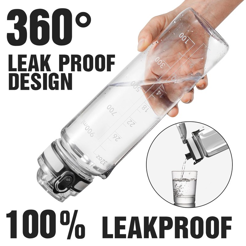 OLDLEY Water Bottle, 32oz Motivational Sports Water Bottle with Time Marker - Times to Drink - Tritan, BPA Free, Wide Mouth Leakproof, Eclipse Eve (1 Bottle)