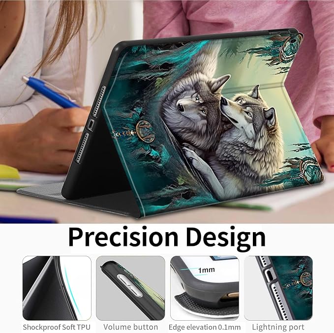 Case for iPad (A16) 11th Generation 11 Inch (2025)iPad 10th Generation 10.9 Inch (2022)PU Leather Slim Standing Smart Coverwith Auto Sleep/WakeBall on Fire