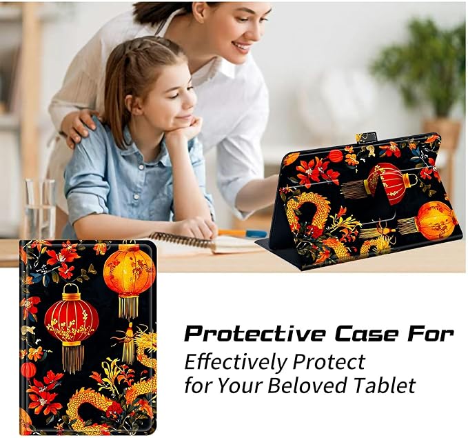 for Walmart Onn 10.1 2024 Onn 10.1 Gen 4 Universal Tablet Case 360 Degree Rotating Kickstand Protective Stand Case with Multiple Viewing PU Leather Shell Case Black Book Cat