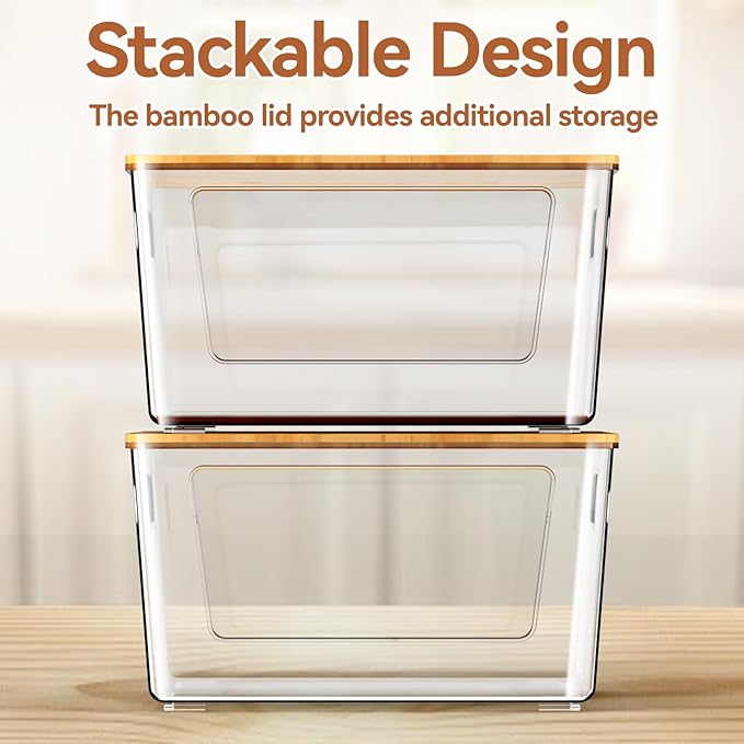Trash Bag Holder with Bamboo Lid, Stackable Trash Bag Dispenser, Extra Large Storage for Kitchen Laundry Room Under Sink (1Pack)