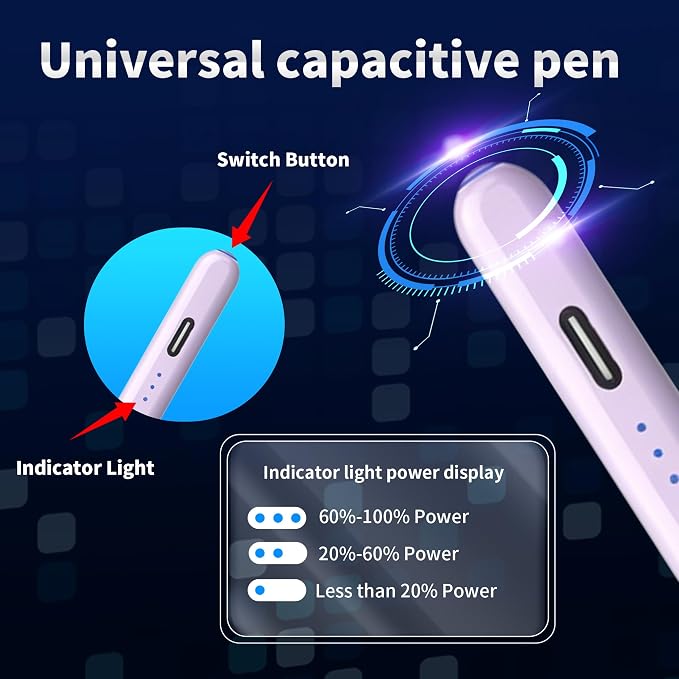 Stylus Pen Android for AMZ Tablet HD 10/Max 11 Compatible with Samsung/LenovoAccurate， Push-Button Switch On/OffLong Battery Life+2Tips(NW Black)