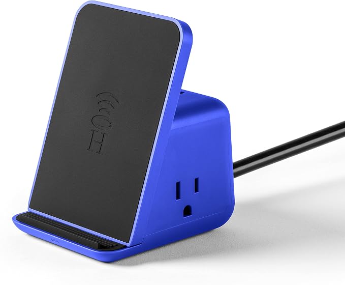 Halo Wireless Charging Pad with 3 USB Ports &amp 2 AC Outlets Phone Charging Station for up to Five Devices Red