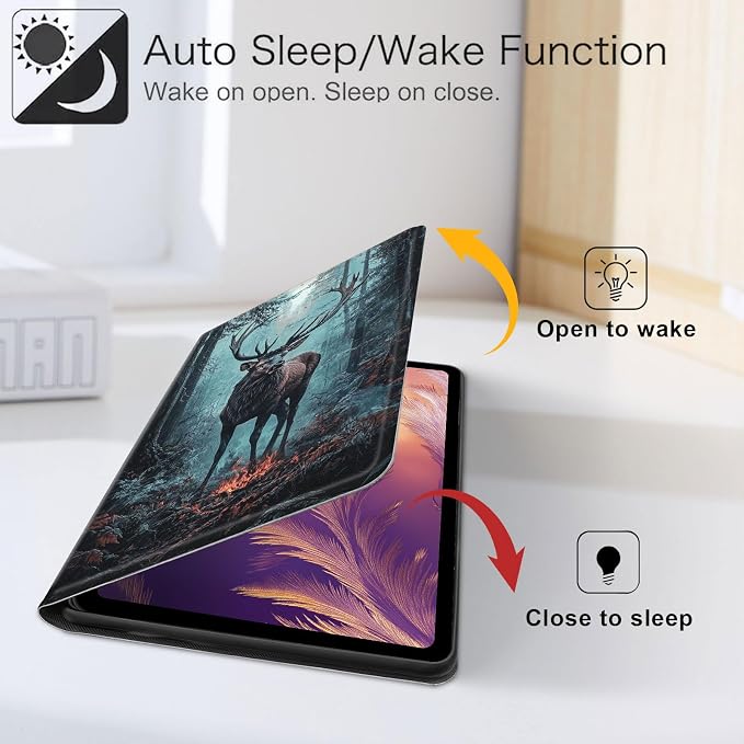 for iPad 11th Generation (A16 2025) 11 / iPad 10th Gen 10.9 2022 Case 360° Rotating PU Leather Stand Cover with Auto Sleep/Wake Shockproof TPU Backl Raccoon Perched