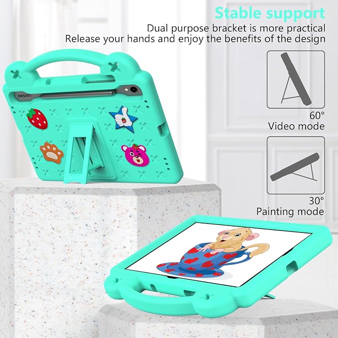 YRH Case for Samsung Galaxy Tab S10 Lite/Tab S10 FE/S9 FE 10.9'' with Handle Stand Kids EVA Shockproof Cover Blue