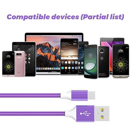6-Pack USB to USB C Cable Type C Charger Fast Charging Cable Nylon Braided Android Charger for iPhone 16/15 Samsung Galaxy Huawei Google Pixel Sony Switch（3/3/3/6/6/10Ft）