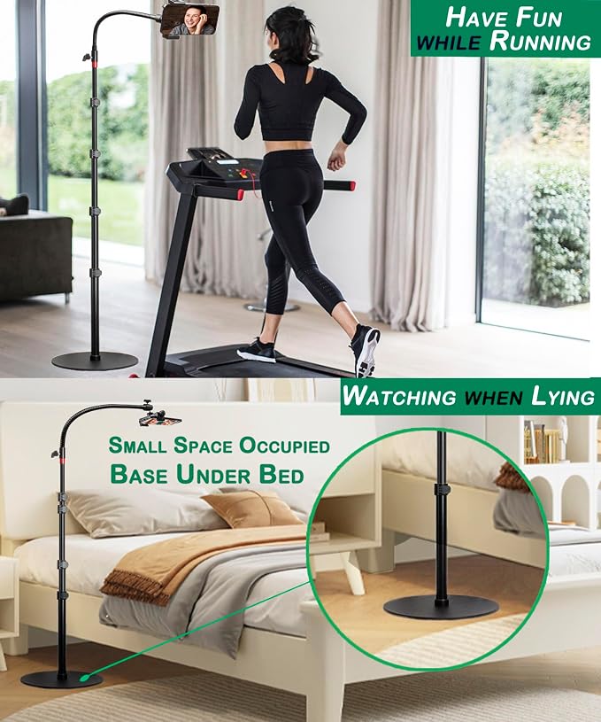 Tall Video Cell Phone Mount with Height Adjustable Stand Heavy Base 360 Head - Compatible with iPhone 16 16 Pro Max 16 Plus 15 14 13