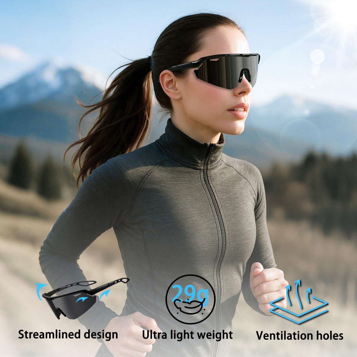 Feylan Polarized Sports Sunglasses for Men Women – UV400 Protection, Lightweight 24g for Running, Cycling, Baseball, Fishing