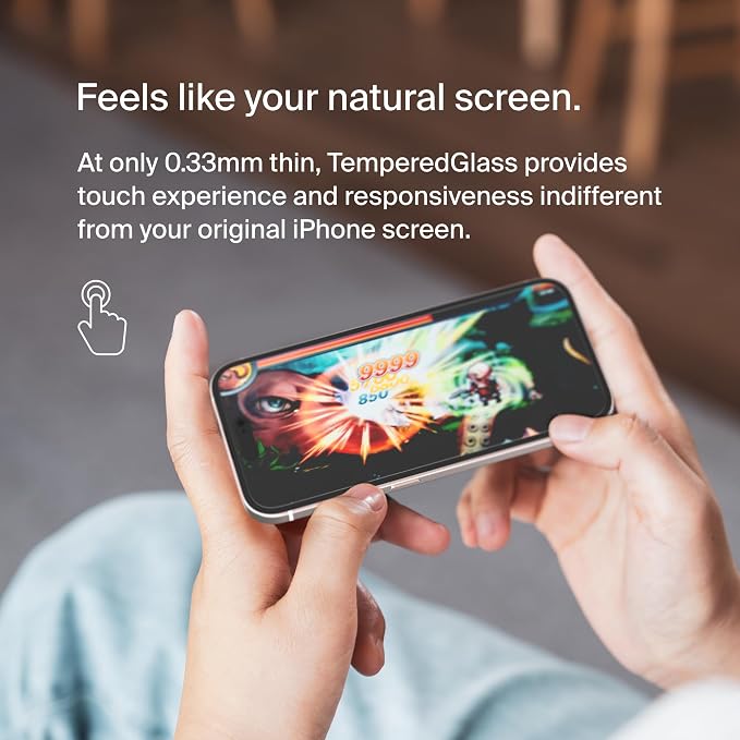 Belkin ScreenForce TemperedGlass Treated Screen Protector for iPhone 15 Pro Max - Slim &amp Scratch-Resistant - Includes Easy Align Tray for Bubble Free Application