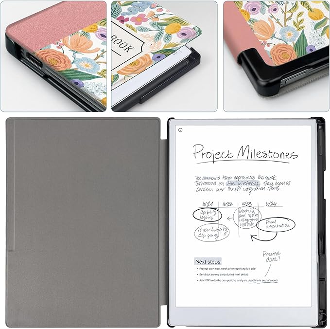 Case for Remarkable Paper Pro Tablet 11.8 (Released in 2024) Hard Back Shell Protective Book Folio Cover with Built-in Pen Holder with Auto Sleep/Wake Function.