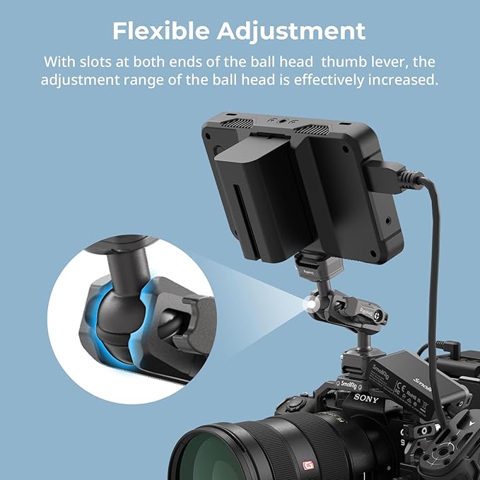 SMALLRIG Quick Release Magic Arm with 360° Ball Head, Articulating Magic Arm with 1/4"-20 Screws & Detachable Locating Pins, Max Payload 5.5kg / 12.1lbs, for Monitor, Camera Cage, HawkLock H21
