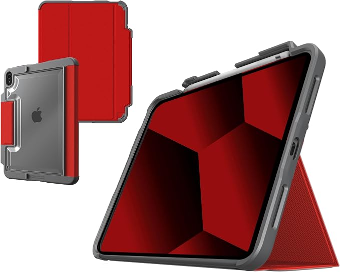 STM Dux Plus for iPad (10th Gen) Commercial Packaging - Ultra Protective &amp Lightweight Case with Apple Pencil Storage - Red (stm-222-388KX-02)