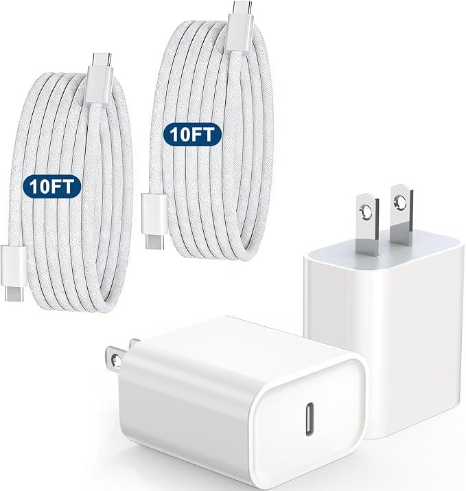 iPhone 17 Charger Fast Charging [Apple MFi Certified] 2Pack Long 10FT USB C to C Woven Cable Cord Quick iPhone Charger Block for Apple i-Phone 17 Pro Max/17e/Air/16 Pro/15/iPad