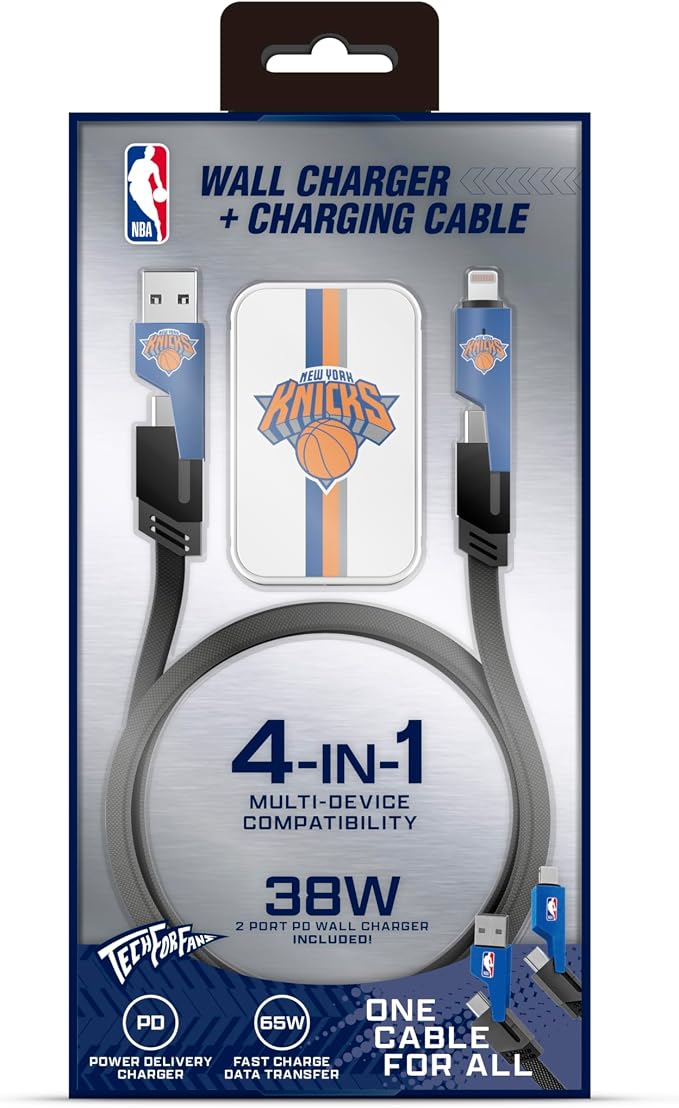 SOAR NBA Slim Wall Charger and 4 In 1 Multi Charging Cable