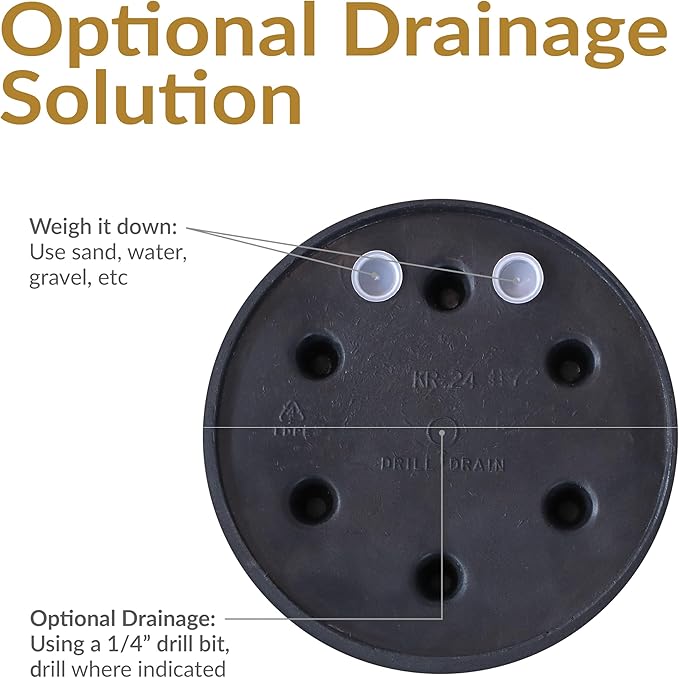 Sunnydaze 24-Inch Anjelica Large Plastic Pot for Plants - Double-Walled Outdoor Polyresin Round Planter Porch Pot with Drillable Drainage Holes - Sable