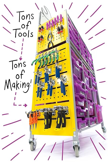 Maker Cart 2.0; Portable Maker Space with Curriculum & Activities for Classrooms & Schools (Elementary, Middle, High); Teacher Designed Science, Engineering, STEM, STEAM, DIY, NGSS Projects