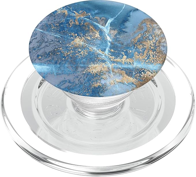 Faux-Gold-Blue-Marble-Effect Blu-Marbled-Design PopSockets Adhesive PopGrip