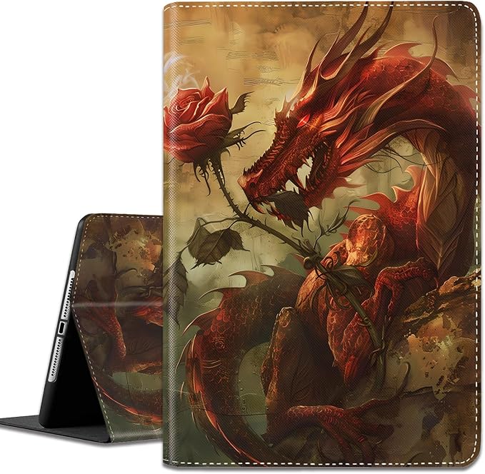 for iPad 10th-Gen 10.9-inch 2022 Case Adjustable Stand Shockproof Protective Cover with Automatic Wake-up/Sleep Function Suitable for iPad 10th Gen 2022 Case Art Dragonfly
