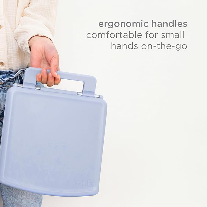 Ubbi Bento Lunch Box for Kids with 4 Compartments, BPA-Free, Leakproof, Dishwasher Safe, Food-Safe Material, Portion-Controlled Lunch Container, Back to School, Cloudy Blue
