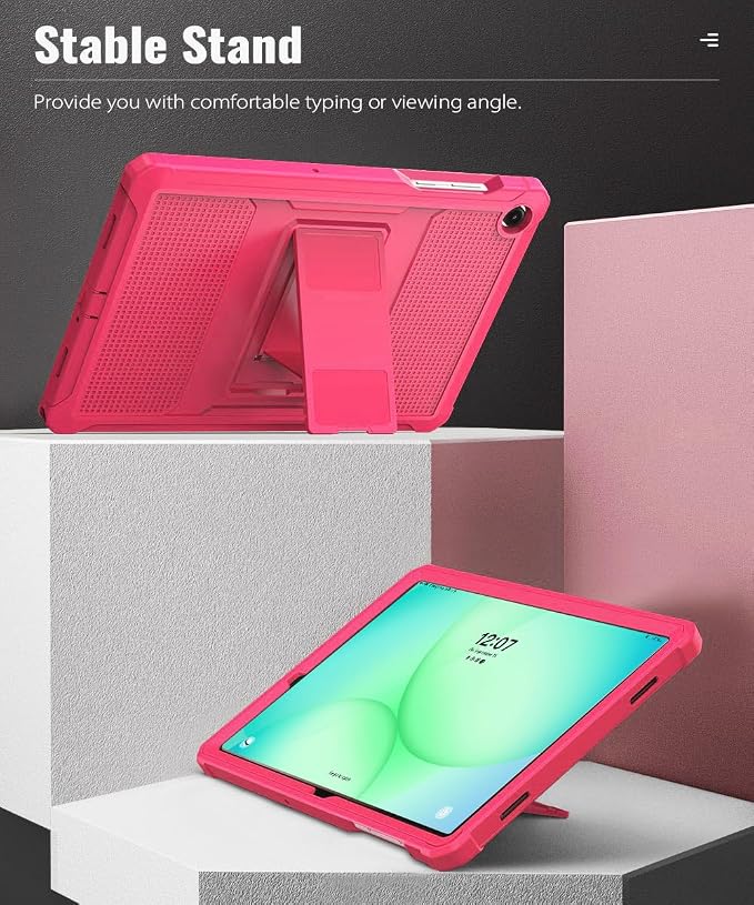 MoKo Shockproof Case Fit Samsung Galaxy Tab A11+ Plus/ A9+ 11 Inch | Full Body Rugged Stand Back Cover with Built-in Screen Protector for Galaxy Tab A11+/ A9+ Tablet Light Gray