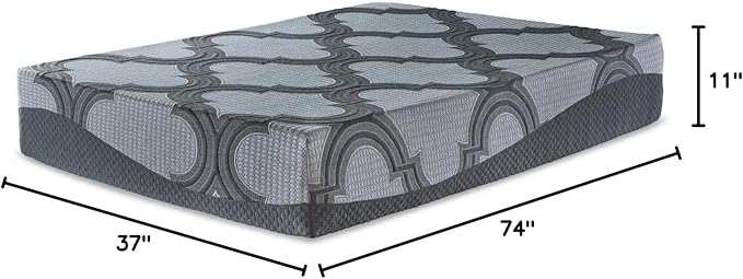 Signature Design by Ashley Twin Size 1100 11 Inch Hybrid Mattress with Support & Pressure Relief Cooling Gel Memory Foam, Fiberglass Free, Mattress In A Box