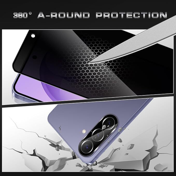 4 Pack Nothing Phone (3a) Pro 5G Privacy Screen Protector 2 Pack Privacy Tempered Glass Film and 2 Pack Camera Lens Protector Anti-Spy Protection for Nothing Phone (3a) Pro 5G Screen Protector