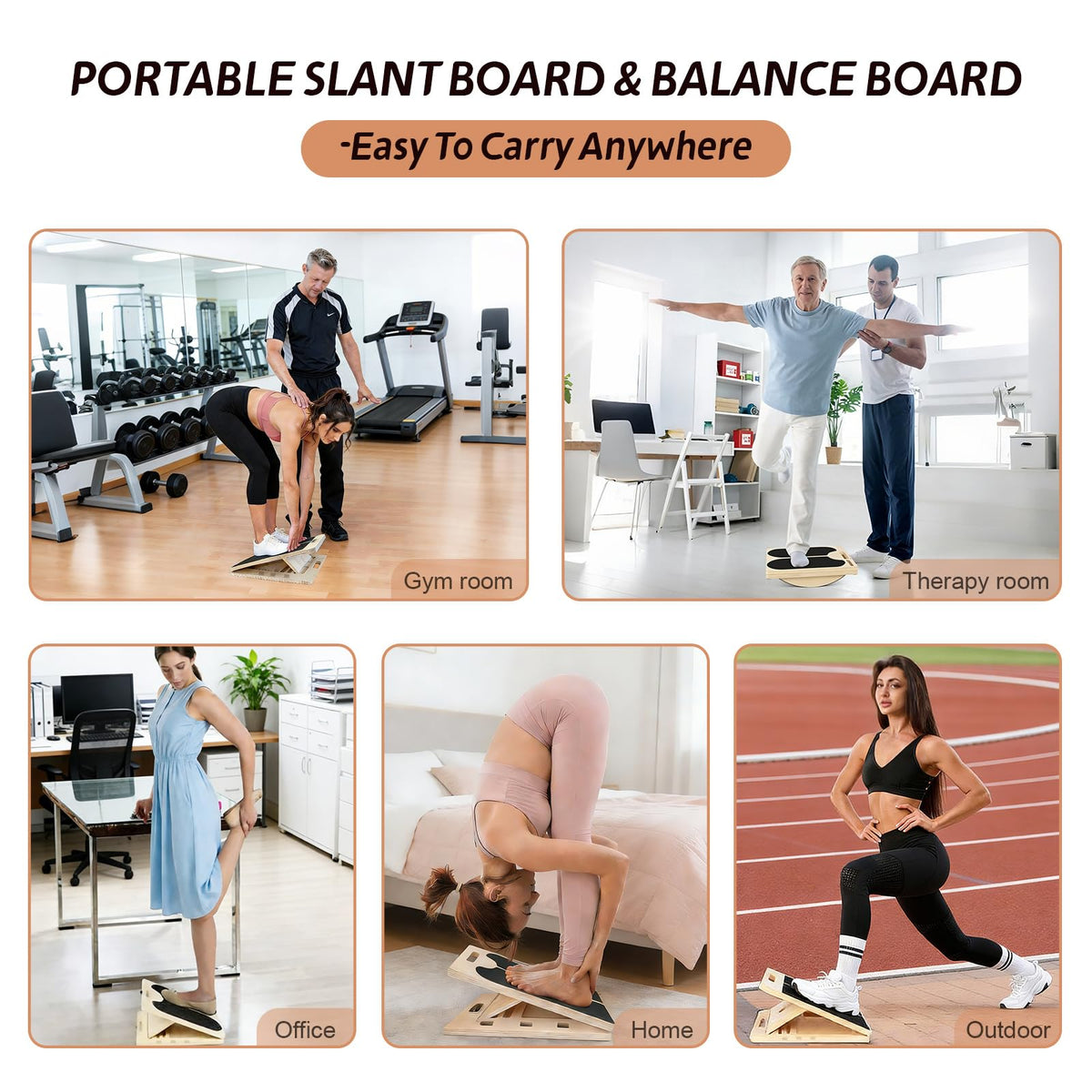ZALL Slant Board Balance Board 2-in-1 Wooden Adjustable Calf Stretcher