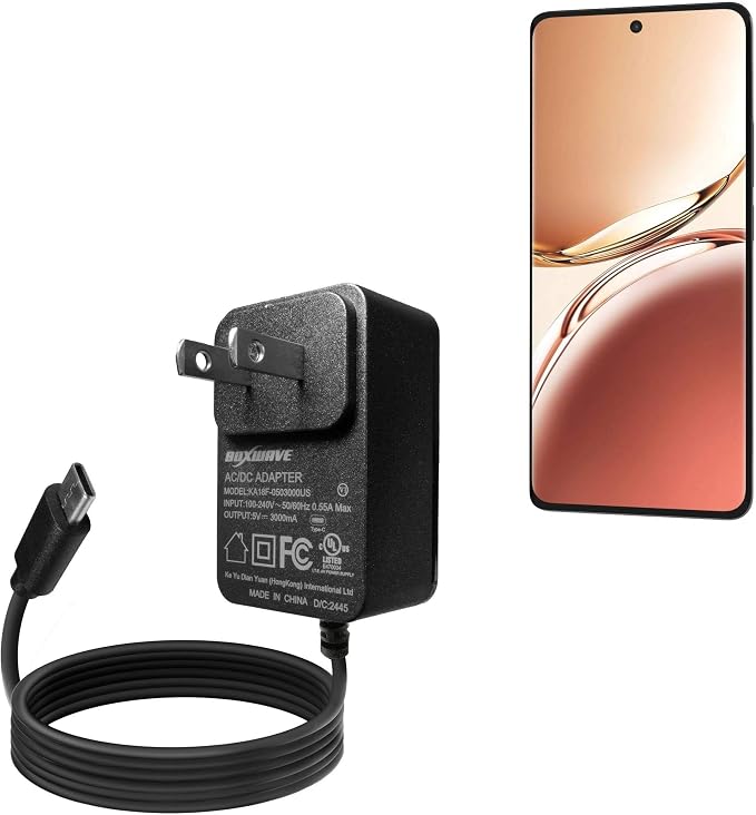 BoxWave Charger Compatible with Oppo F27 Pro+ - Wall Charger Direct (15W) Rapid Charge Your Device with Built-in 3ft Cable