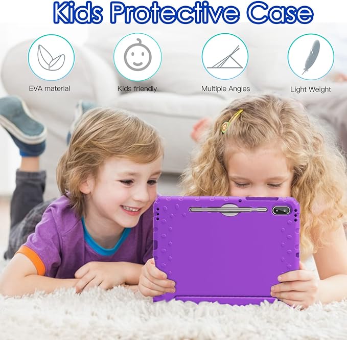 Kids Case for Samsung Galaxy Tab S6 Lite 10.4 Inch with S Pen Holder Black | Fits 2024/2020/2022 Released Shockproof EVA Lightweight Foldable Handle Stand Washable Kids-Friendly
