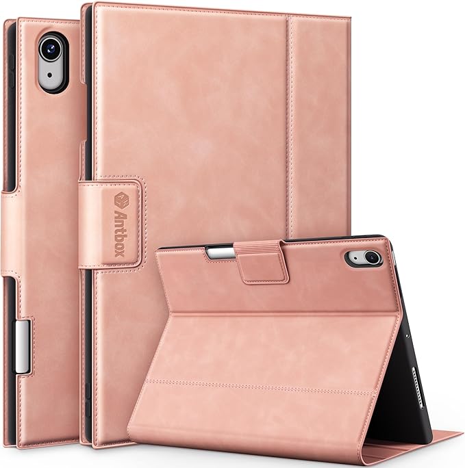 Antbox Case for iPad Air 11-inch M4/M3/M2 (2026/2025/2024) iPad Air 5th/4th Generation 10.9'' Vegan Leather with Pencil Holder Typing Angle Auto Sleep/Wake Muti-Stand