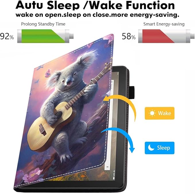 Case for Amazon Kindle Fire HD 8/Fire HD 8 Plus Tablet (12th/10th Generation 2024/2022/2020 Release) - PU Leather Folio Cover with Smart Auto Wake/Sleep Bald Eagle
