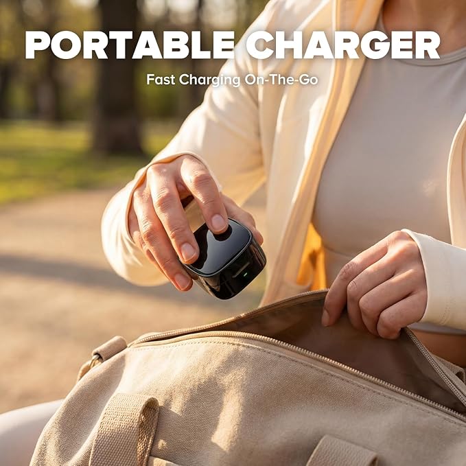 Wireless Charging Case Compatible with Oura Ring Gen 4 Charger, 600mAh Portable Travel Ring Charger Fast Charging Dock with USB-C Cable (Size 9-Black)