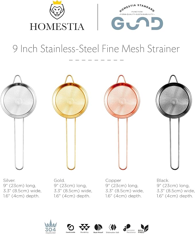 Homestia 2 Piece 3.3" Fine Mesh Strainer