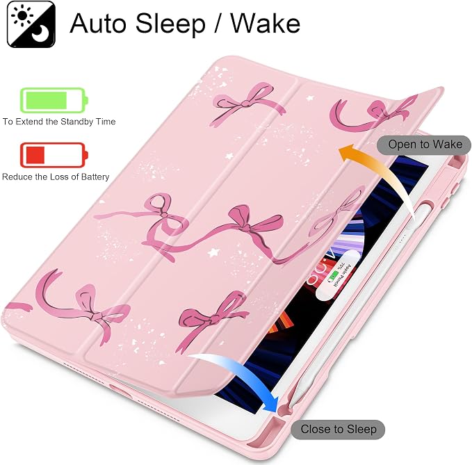 Tuiklol for iPad 10.2 inch 9th / 8th / 7th Gen 2021 2020 2019 Release Case | Built in Pencil Holder - TPU Protection Trifold Stand Stand Clear Back Tablet Cover With Auto Wake/Sleep Blue berries