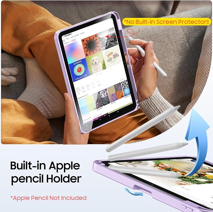 Fintie Shockproof Case for iPad (A16) 11th Gen 11-in iPad 10th Gen 10.9 | Slim Frosted Hard Back Cover Multi-Angle Viewing Built-in Kickstand &amp Pencil Holder Anti-Scratch Black