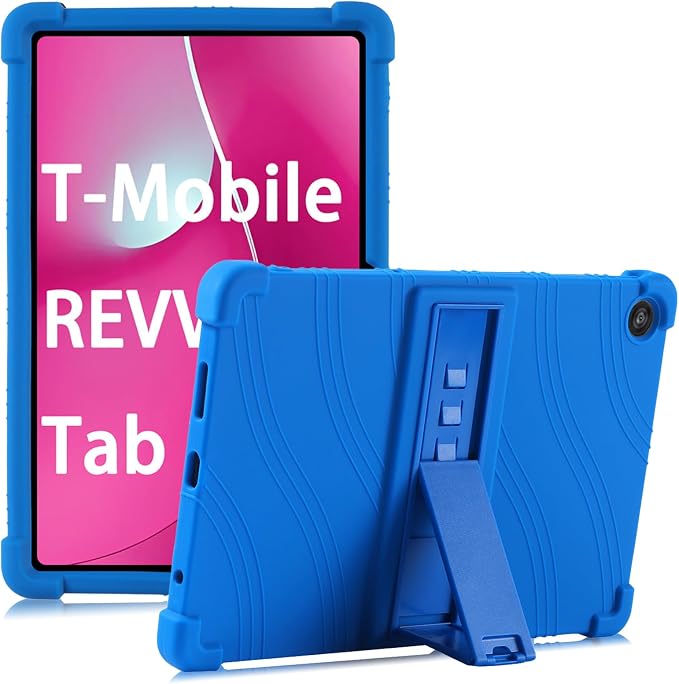 for Revvl Tab 2 Case (2025) Kids Soft Silicone Cover for Tmobile Revvl Tab 2 Tablet Case with Stand (Black)