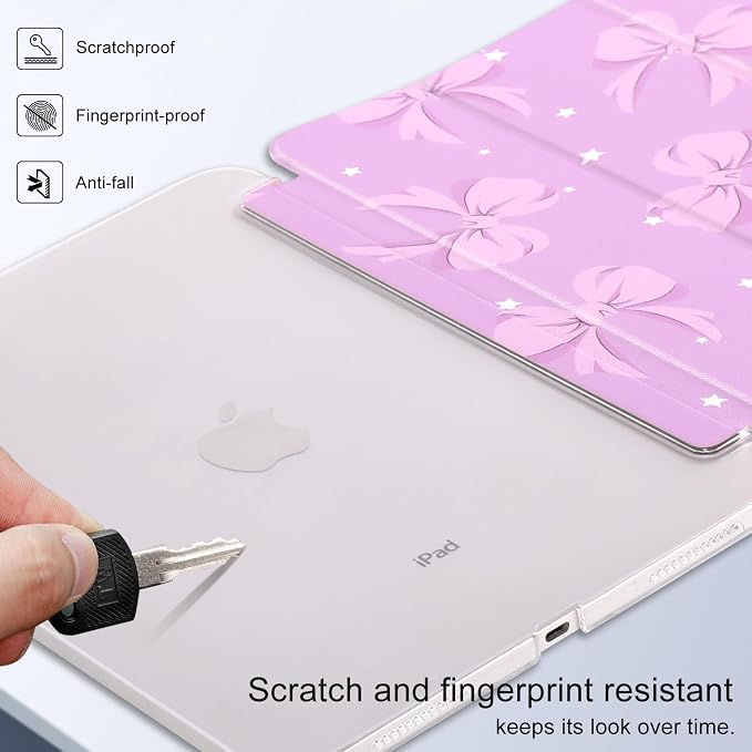 case for ipad 11th Generation11 Inch 2025 (A16 Chip) &amp 10th Gen 10.9 Inch 2022 - Slim Scratch-Resistant Hard PC Translucent Back Shell Smart Cover Wake/Sleep FunctionBlack Bow