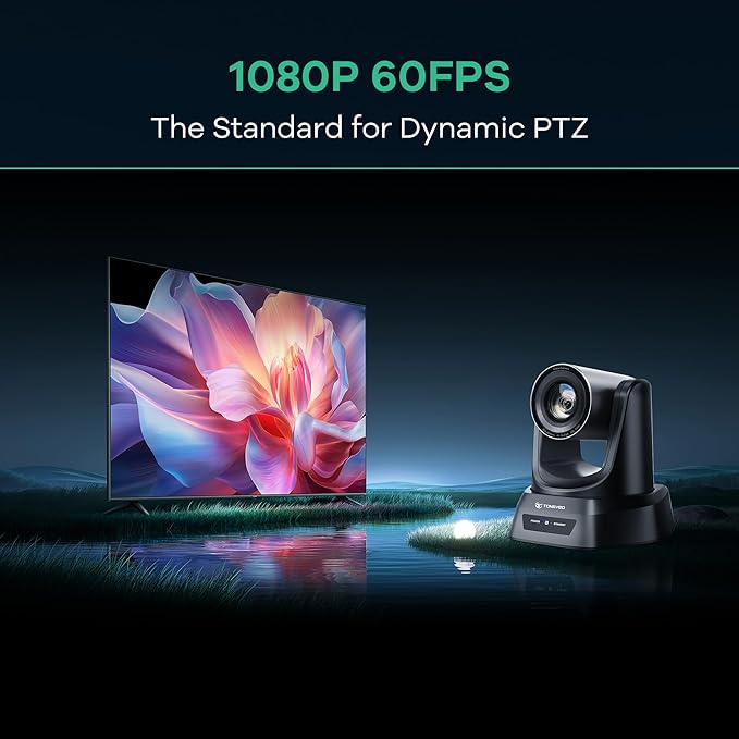 TONGVEO PTZ Camera AI Auto Tracking 12X Optical Zoom Conference Room Camera Wide View HDMI/USB3.0 60fps 1080P Video Conference for Church Worship Meeting Online Learn with Zoom YouTube OBS and More