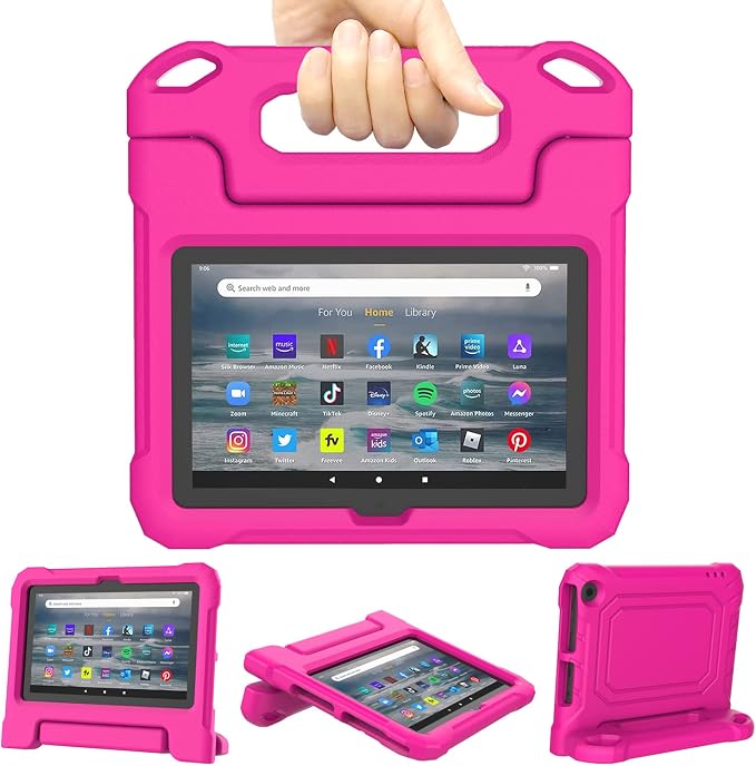 Kids Case for Amazon Fire 7 Tablet Case (12th Generation 2022)Blue | Lainergie Lightweight Easy to Carry Shockproof Kids Friendly Durable Hight Quality EVA Material Cover with Handle Stand