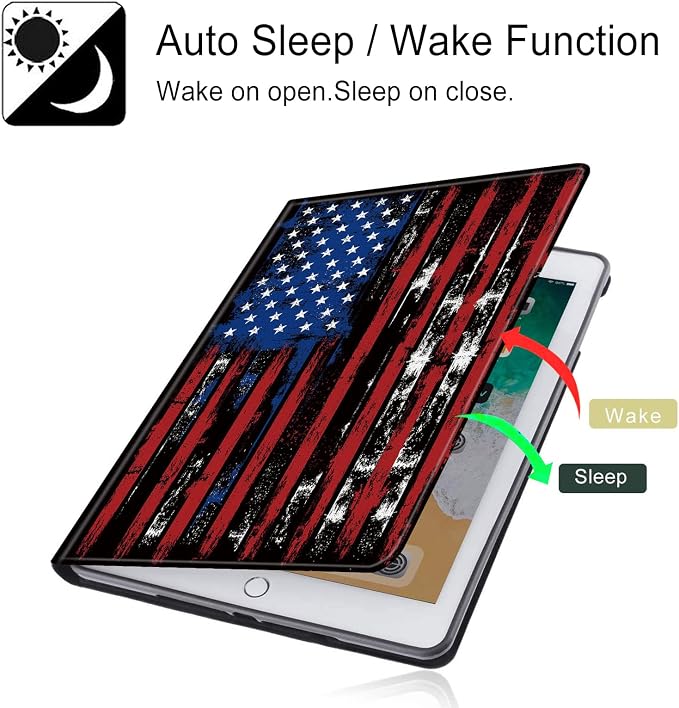 for Samsung Galaxy Tab S6 Lite Case 2022/2020 Release with Adjustable Stand &amp Auto Wake/Sleep Feature Smart Protect Cover Case for Samsung Tab S6 Lite 10.4 inch - American Flag