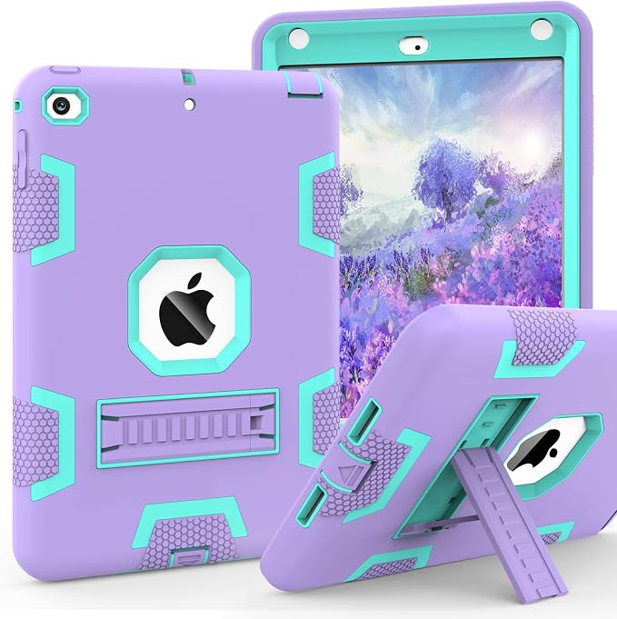 CCMAO iPad mini 5 Case 2019 iPad mini 4 Case 2015 Heavy Duty Shockproof Hybrid Protective Cover for iPad mini 5th/4th Generation 7.9 inch Purple+Green