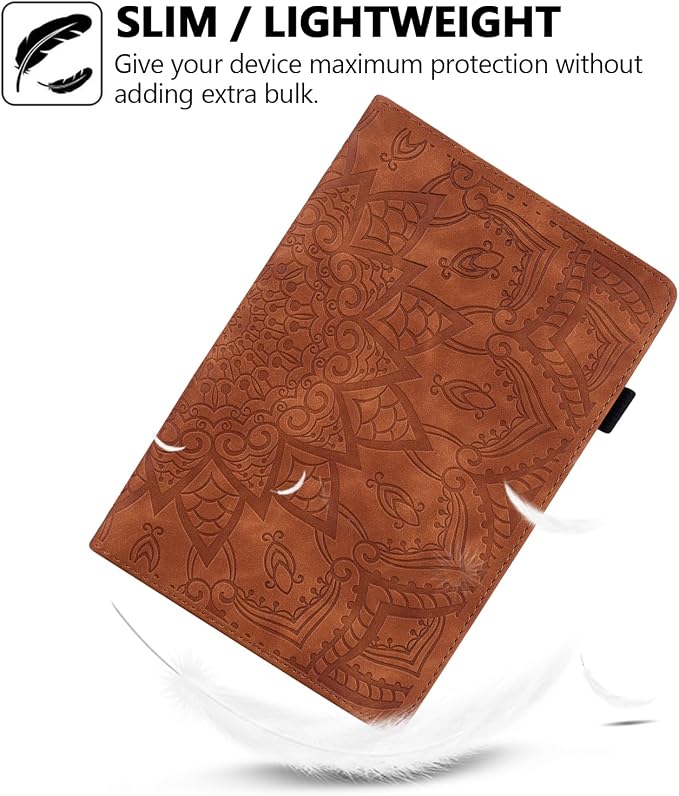Folio Case for iPad Pro 11 2018-2022 iPad Air 11 2025/2024/Air 10.9 - Techcircle Stand Mandala Embossed PU Leather Soft TPU Cover with Elastic Strap Card Slots Pencil Holder - Pink