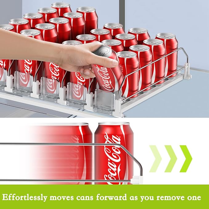 Drink Organizer for Fridge,Self Pushing Fridge Drink Organizer,Automatic Drink Dispenser for Fridge-Holds up to 25 Cans