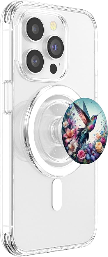 Aesthetic Floral Flowers Hummingbird Illustration Art PopSockets Adhesive PopGrip